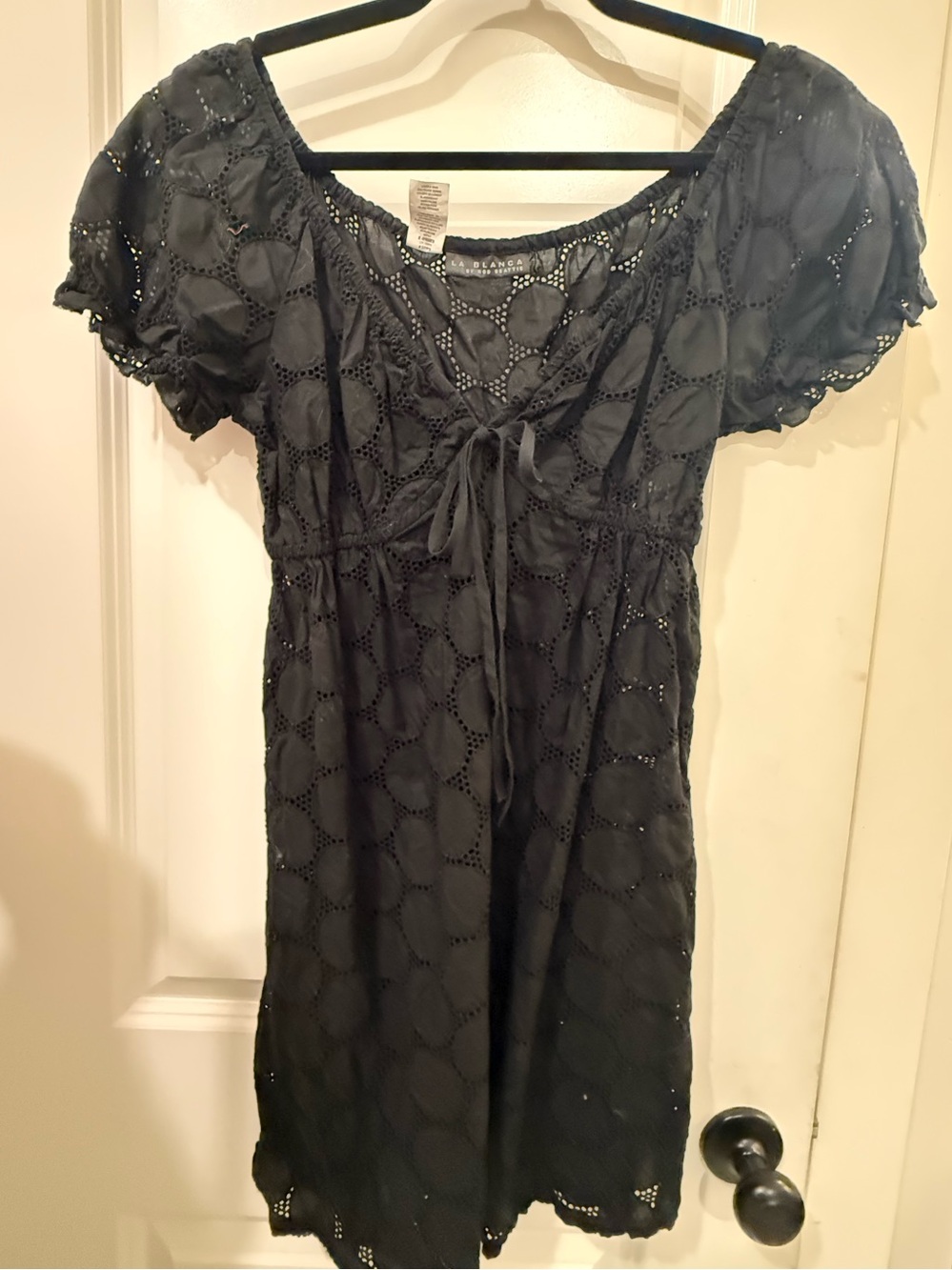 La Blanca by Rod Beattie Black Eyelet Cover Up Dress M